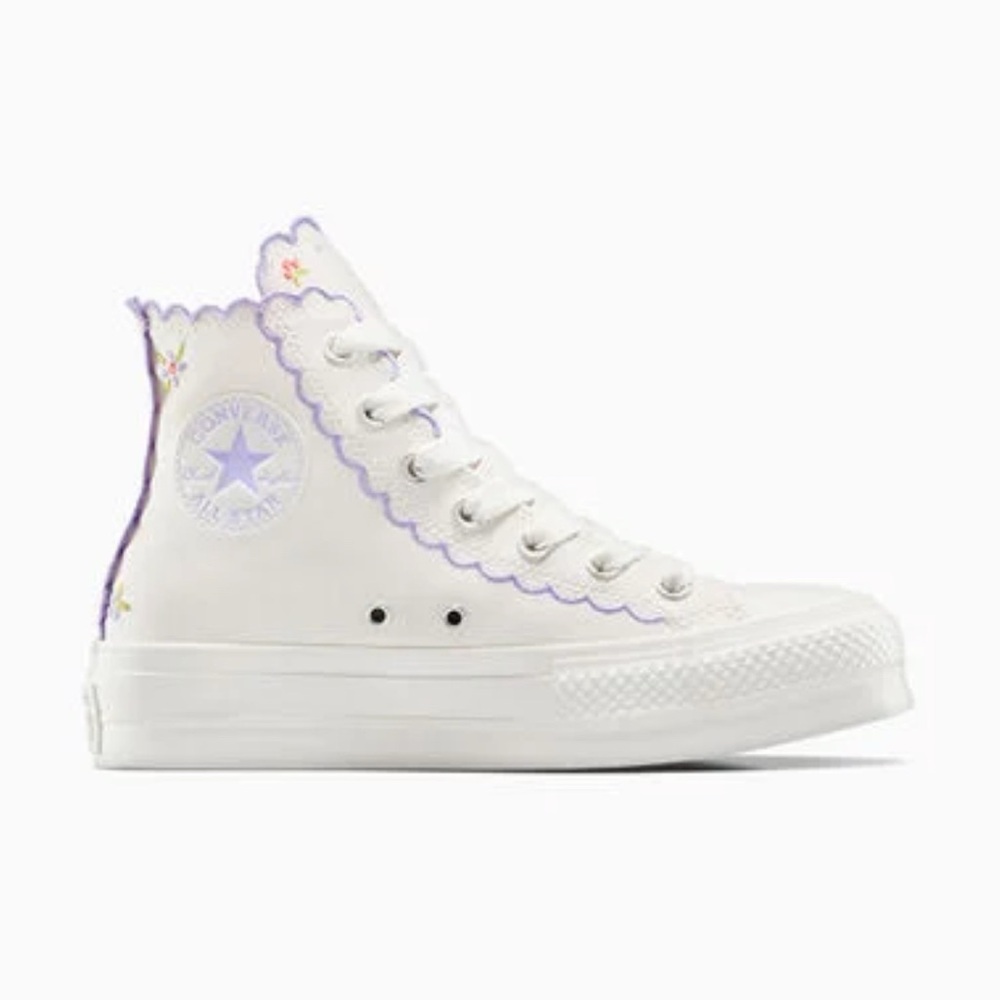 New in Box: Converse Women's 8.5 High-Top Sneakers in White and Lavender